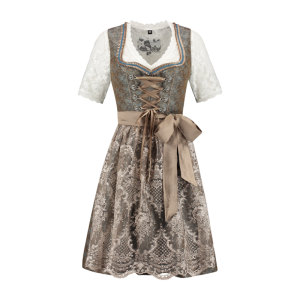 Dirndl 2-delig Jacquard Groen/Koffie 